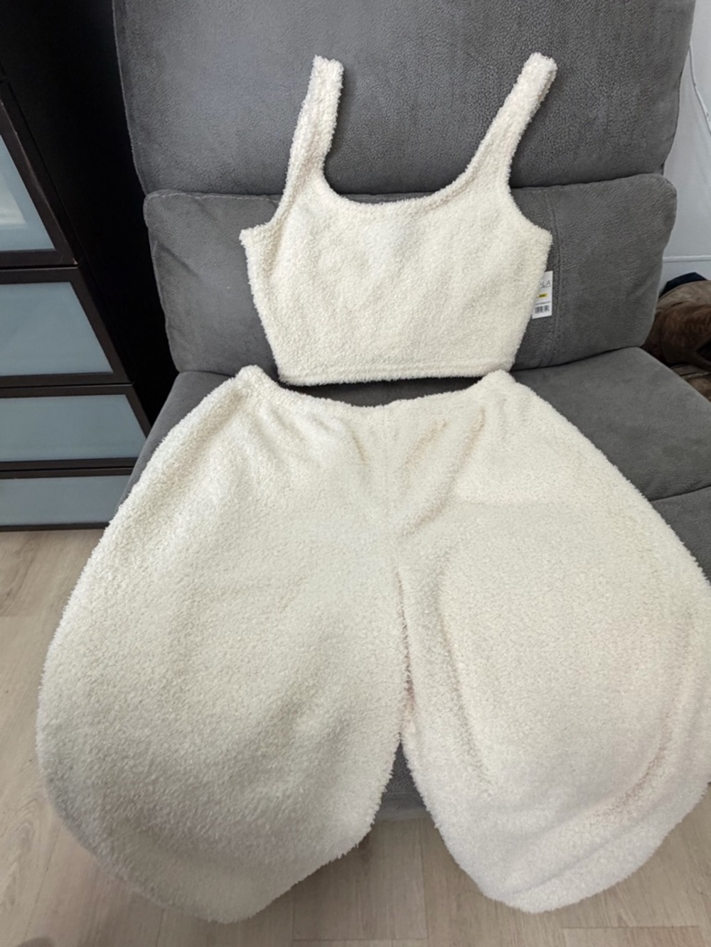 Cozy Cream Sherpa Jumpsuit Romper Set